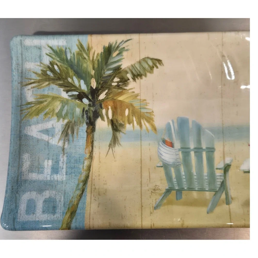 Charles Keller Melamine Beach Serving‎ Platter Tropical Coastal Tray 15.5